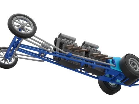 Front engine old school dragster with 2 V8 Version 2 Scale 1 to 25 3D Print Model