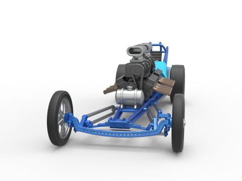 Front engine old school dragster with 2 V8 Version 2 Scale 1 to 25 3D-Druckmodell