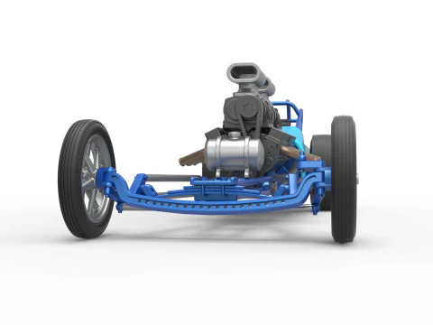 Front engine old school dragster with 2 V8 Version 2 Scale 1 to 25 3D Print Model
