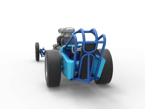 Front engine old school dragster with 2 V8 Version 2 Scale 1 to 25 3D-Druckmodell