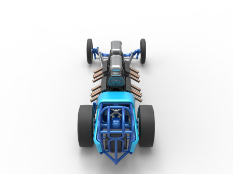 Front engine old school dragster with 2 V8 Version 2 Scale 1 to 25 3D-Druckmodell