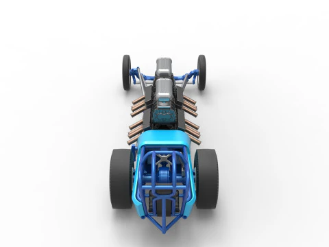 Front engine old school dragster with 2 V8 Version 2 Scale 1 to 25 3D Print Model