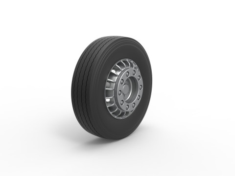 Front wheel of racing semi truck Version 1 Scale 1 to 25 3D प्रिंट मॉडल