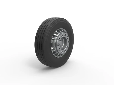 Front wheel of racing semi truck Version 1 Scale 1 to 25 3D Print Model