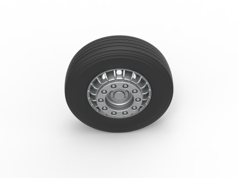 Front wheel of racing semi truck Version 1 Scale 1 to 25 3D प्रिंट मॉडल