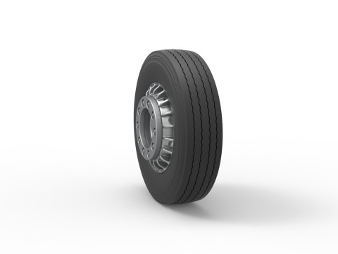 Front wheel of racing semi truck Version 1 Scale 1 to 25 3D प्रिंट मॉडल