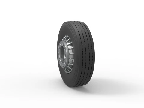 Front wheel of racing semi truck Version 1 Scale 1 to 25 3D Print Model