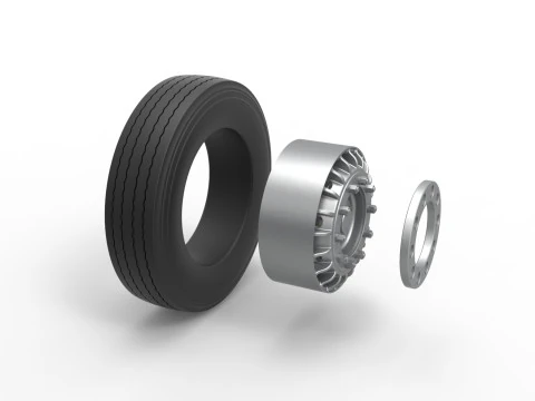 Front wheel of racing semi truck Version 1 Scale 1 to 25 3D Print Model