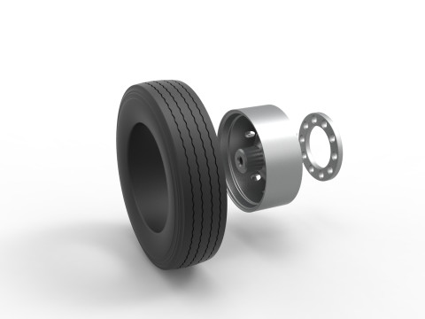 Front wheel of racing semi truck Version 1 Scale 1 to 25 3D प्रिंट मॉडल