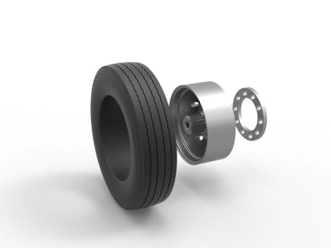 Front wheel of racing semi truck Version 1 Scale 1 to 25 3D Print Model