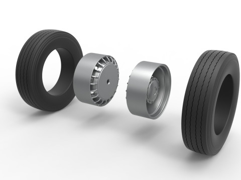 Rear wheel of racing semi truck Version 1 Scale 1 to 25 Modello di stampa 3D
