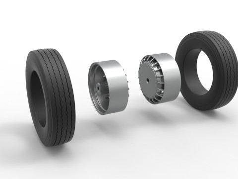Rear wheel of racing semi truck Version 1 Scale 1 to 25 Modello di stampa 3D