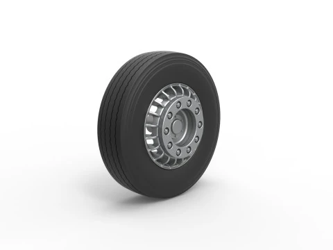 Front wheel of racing semi truck Version 2 Scale 1 to 25 3D Print Model