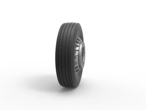 Front wheel of racing semi truck Version 2 Scale 1 to 25 3D Print Model