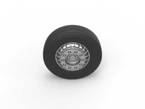 Front wheel of racing semi truck Version 2 Scale 1 to 25 3D Print Model