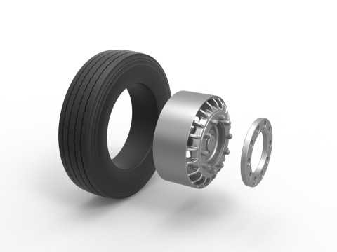 Front wheel of racing semi truck Version 2 Scale 1 to 25 Model do druku 3D