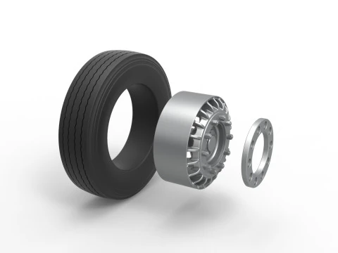 Front wheel of racing semi truck Version 2 Scale 1 to 25 3D Print Model
