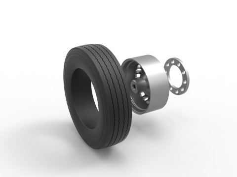 Front wheel of racing semi truck Version 2 Scale 1 to 25 Model do druku 3D