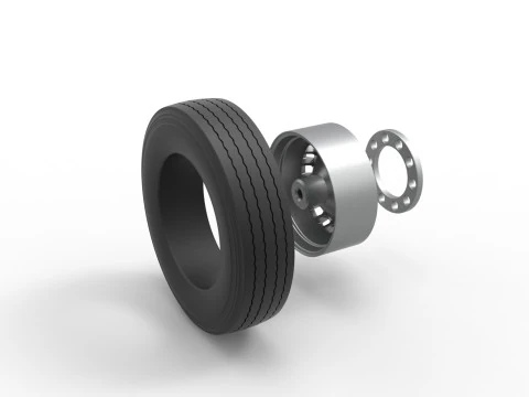 Front wheel of racing semi truck Version 2 Scale 1 to 25 3D Print Model
