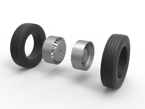 Rear wheel of racing semi truck Version 2 Scale 1 to 25 3D Print Model