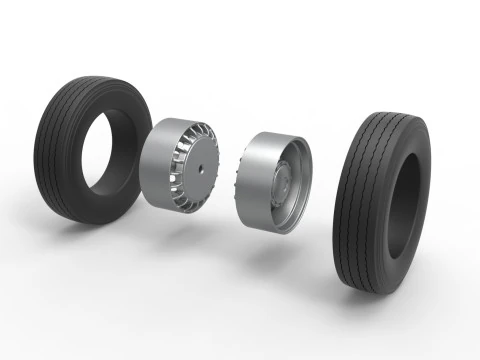 Rear wheel of racing semi truck Version 2 Scale 1 to 25 3D Print Model