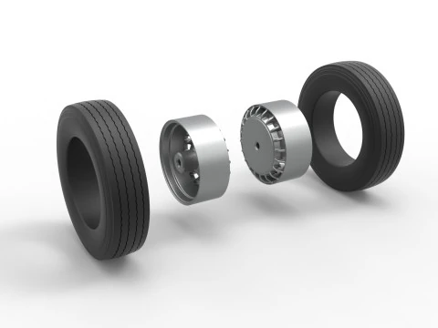 Rear wheel of racing semi truck Version 2 Scale 1 to 25 3D Print Model
