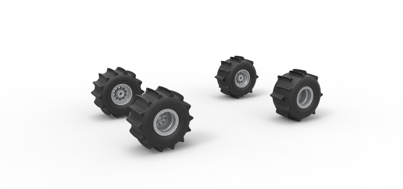 Wheel Set of Formula Off Road Scale 1 to 25 3D Baskı Modeli .c4d .max .obj .3ds .fbx .stl .blend 