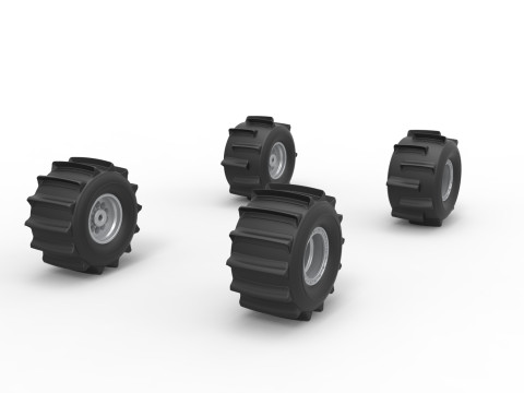 Wheel Set of Formula Off Road Scale 1 to 25 3D Baskı Modeli