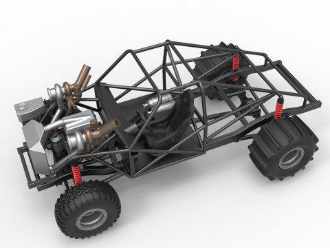 Uphill Sand Racing Dragster Base Version 3 Scale 1 to 25 3D Baskı Modeli
