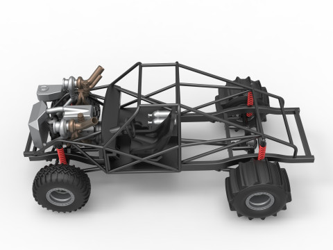 Uphill Sand Racing Dragster Base Version 3 Scale 1 to 25 3D Baskı Modeli