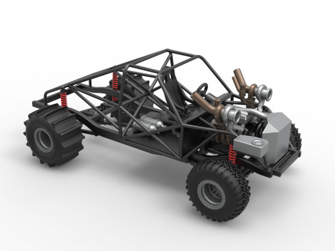 Uphill Sand Racing Dragster Base Version 3 Scale 1 to 25 3D Baskı Modeli