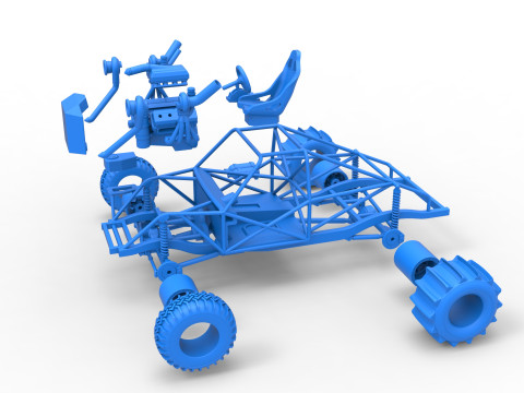Uphill Sand Racing Dragster Base Version 3 Scale 1 to 25 3D Baskı Modeli