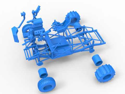 Uphill Sand Racing Dragster Base Version 3 Scale 1 to 25 3D Baskı Modeli