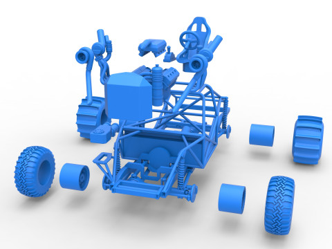 Uphill Sand Racing Dragster Base Version 3 Scale 1 to 25 3D Baskı Modeli