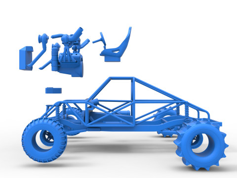 Uphill Sand Racing Dragster Base Version 3 Scale 1 to 25 3D Baskı Modeli
