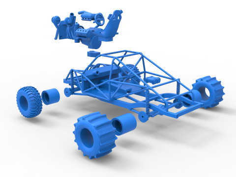 Uphill Sand Racing Dragster Base Version 3 Scale 1 to 25 3D Baskı Modeli