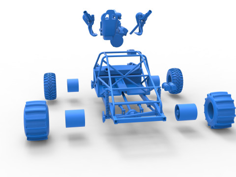Uphill Sand Racing Dragster Base Version 3 Scale 1 to 25 3D Baskı Modeli