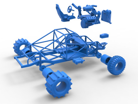 Uphill Sand Racing Dragster Base Version 3 Scale 1 to 25 3D Baskı Modeli