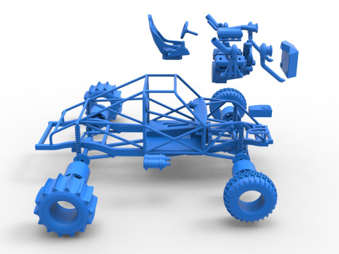 Uphill Sand Racing Dragster Base Version 3 Scale 1 to 25 3D Baskı Modeli