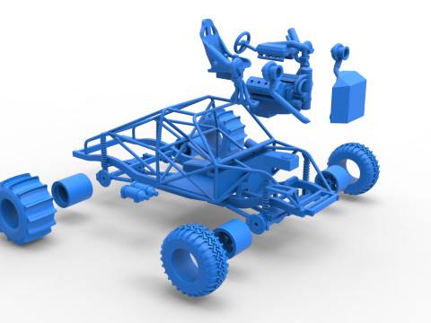 Uphill Sand Racing Dragster Base Version 3 Scale 1 to 25 3D Baskı Modeli