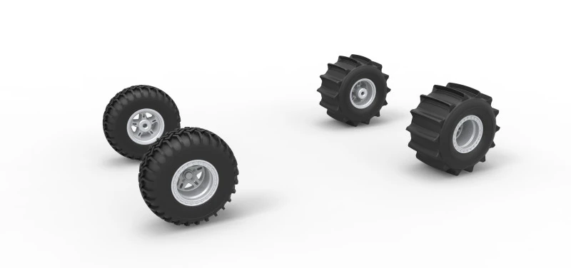 Wheel Set of Uphill Sand Racing Dragster Scale 1 to 25 3D Print Model .c4d .max .obj .3ds .fbx .stl .blend 