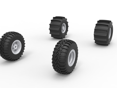 Wheel Set of Uphill Sand Racing Dragster Scale 1 to 25 3Dプリントモデル