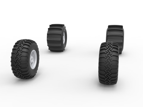 Wheel Set of Uphill Sand Racing Dragster Scale 1 to 25 3Dプリントモデル