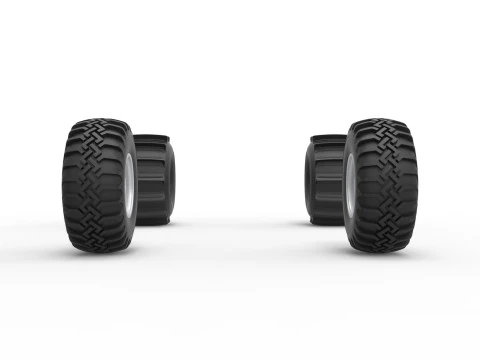 Wheel Set of Uphill Sand Racing Dragster Scale 1 to 25 3D Print Model
