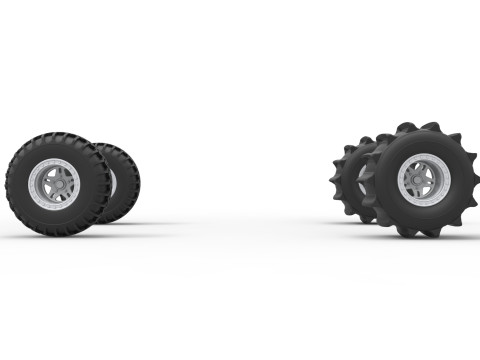 Wheel Set of Uphill Sand Racing Dragster Scale 1 to 25 3Dプリントモデル