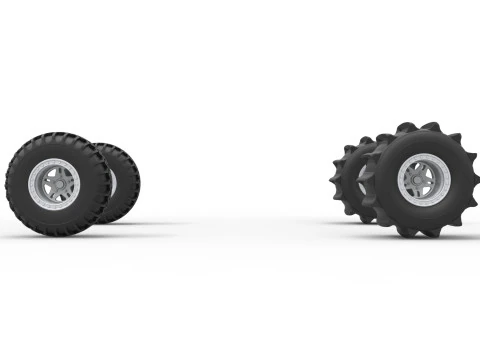 Wheel Set of Uphill Sand Racing Dragster Scale 1 to 25 3D Print Model