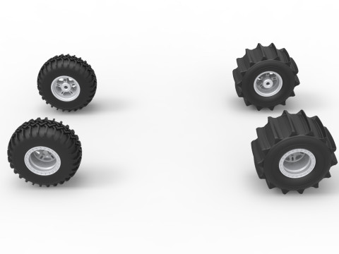 Wheel Set of Uphill Sand Racing Dragster Scale 1 to 25 3Dプリントモデル