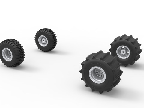 Wheel Set of Uphill Sand Racing Dragster Scale 1 to 25 3Dプリントモデル