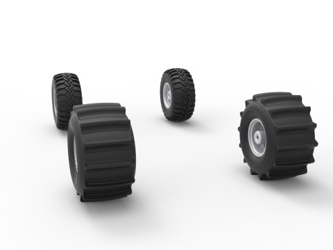 Wheel Set of Uphill Sand Racing Dragster Scale 1 to 25 3Dプリントモデル