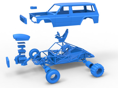 Uphill Sand Racing Dragster Version 4 Scale 1 to 25 3D Print Model